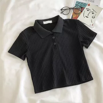Femininechic Thời Trang Hàn Quốc Nữ Cổ Áo Ngắn Nữ Cao Cấp Ôm Tay Ngắn Croptop Nữ Áo