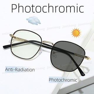 Mới Vuông Kim Loại Quang Sắc Kính Dành Cho Nữ Chống Ánh Sáng Xanh Chống Bức Xạ Khung Kính Mắt Có Thể Thay Thế Ống Kính