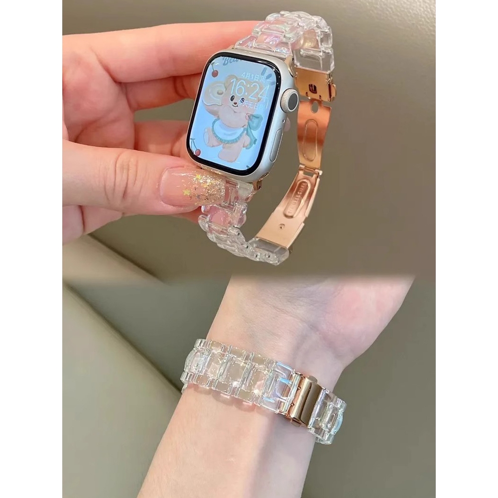 Khóa bướm giảm béo ba hạt hình kim cương dành cho nữ cho Apple Watch S11 SE3 Ultra3 S10 S9 S8 SE S7 S6 Ultra 49mm 46mm 42mm 40mm 44mm 41mm 45mm Iwatch Band