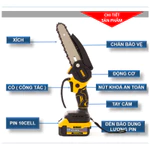 Máy cưa xích Dewalt 20cm 6inch | Một bộ kết hợp bao gồm (máy, 2 pin, hộp công cụ, phụ kiện, bộ sạc) — ảnh 3