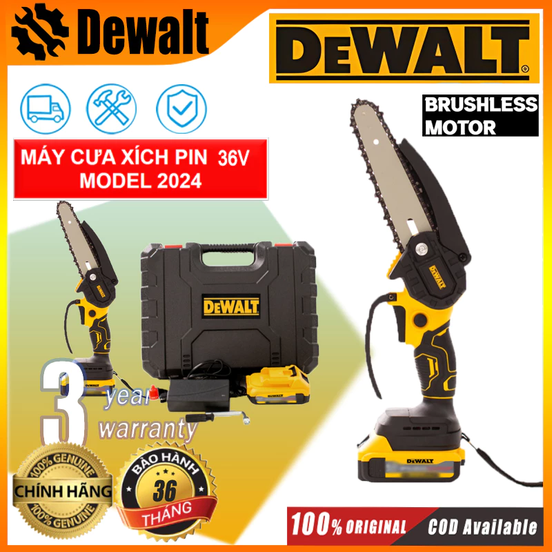 Máy cưa xích Dewalt 20cm 6inch | Một bộ kết hợp bao gồm (máy, 2 pin, hộp công cụ, phụ kiện, bộ sạc) — ảnh 1
