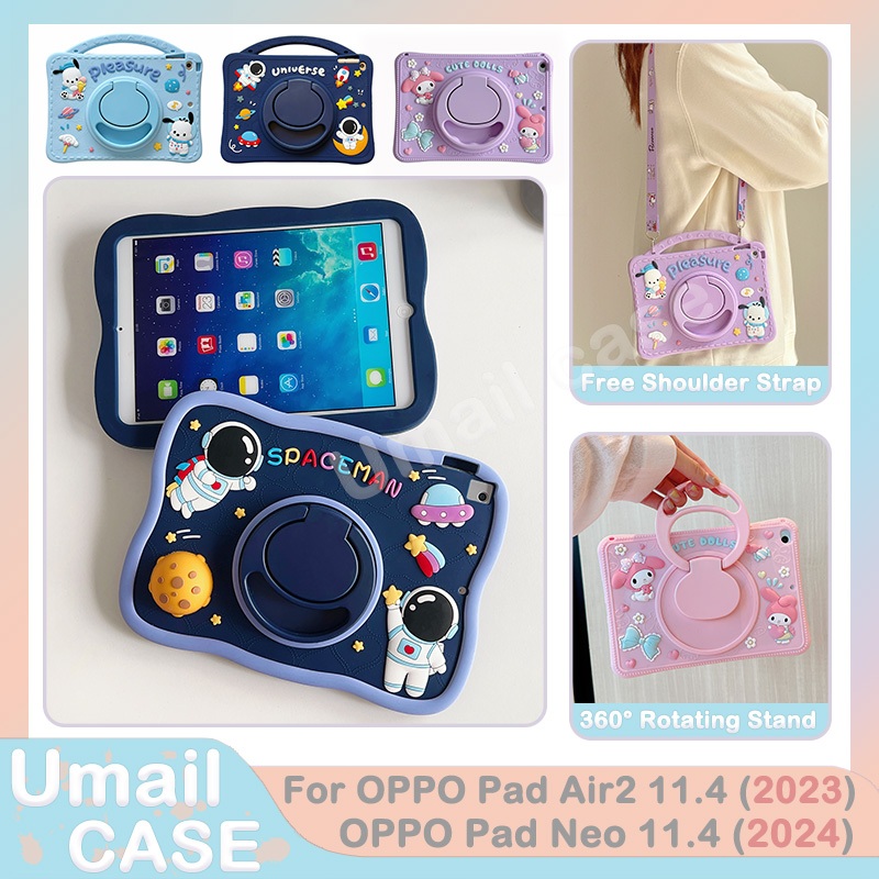 Ốp Silicon Mềm Cho OPPO Pad Air2 11.4 OPPO Pad Neo 2024 360° Nắp đứng có thể gập lại xoay