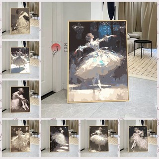 MOZI✨30 x 40cm / 40 x 50cm tranh tô màu theo số công chúa múa ba lê, tranh sơn dầu số hóa, tự làm, tranh acrylic cao cấp, trang trí phòng khách