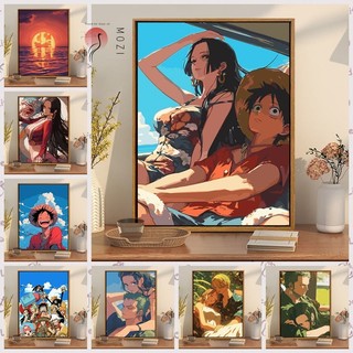 MOZI✨30 * 40cm / 40 * 50cm Một miếng tranh tô màu theo số tranh số hóa tranh sơn dầu số hoá One Piece Luffy diy Tranh Sơn Dầu Kỹ Thuật Số Handmade Tranh Tô Màu Tranh Hoạt Hình Tranh Hoạt Hình Acrylic Tranh Trang Trí