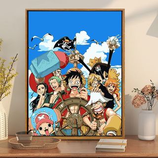 MOZI✨30 * 40cm / 40 * 50cm Một miếng tranh tô màu theo số tranh số hóa tranh sơn dầu số hoá One Piece Luffy diy Tranh Sơn Dầu Kỹ Thuật Số Handmade Tranh Tô Màu Tranh Hoạt Hình Tranh Hoạt Hình Acrylic Tranh Trang Trí