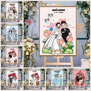 MOZI✨30 * 40cm / 40 * 50cm cặp đôi đám cưới tranh tô màu theo số tranh số hóa tranh sơn dầu số hoá Đám Cưới Cặp Đôi Tự Làm Kỹ Thuật Số Tranh Sơn Tranh Vẽ Tay Tranh Tô Màu Tranh Đính Hôn Quà Tặng Trang Trí