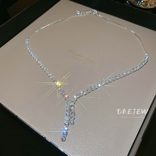 DREJEW Zircon hình học tua rua vòng cổ và bông tai bộ ánh sáng cao cấp sang trọng chuỗi xương đòn đơn giản đi lại trang sức phong cách mới