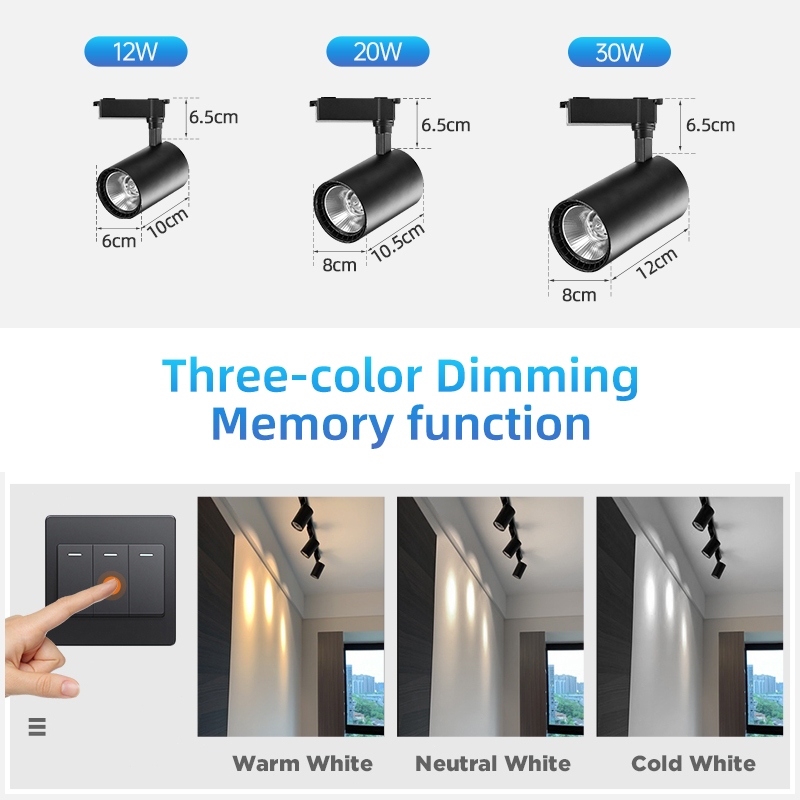 Đèn led Gắn Trần Đèn Rọi Ray Ống Bơ Nhà Ánh Sáng Trắng 12 / 20 / 30 / 40w Track Light Spotlight