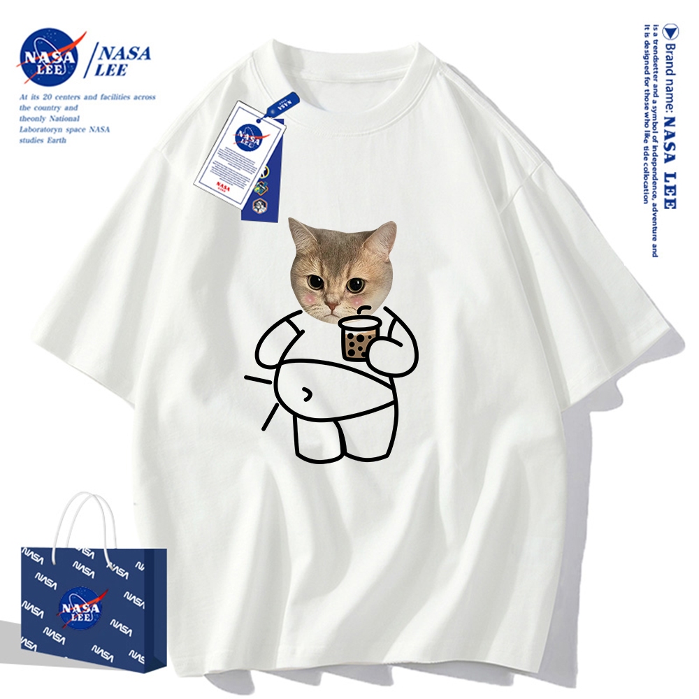 Nasa Áo Thun Khớp Ngắn Tay Nam Nữ Xu Hướng Hè 2024 Phong Cách Mới Rời Cặp Đôi Nửa Tay áo thun nam nữ
