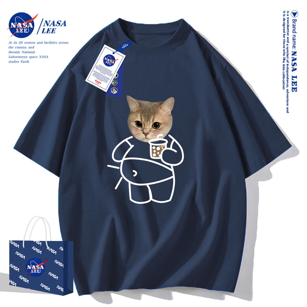 Nasa Áo Thun Khớp Ngắn Tay Nam Nữ Xu Hướng Hè 2024 Phong Cách Mới Rời Cặp Đôi Nửa Tay áo thun nam nữ