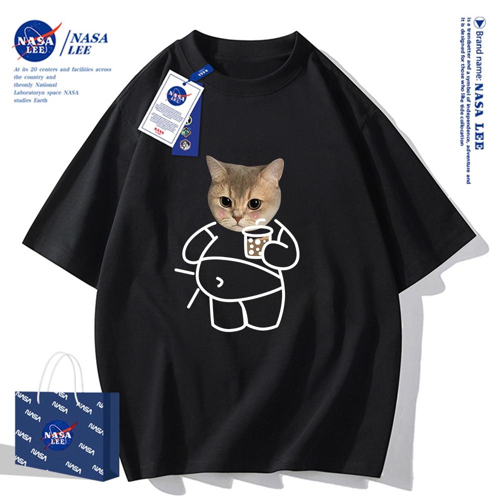 Nasa Áo Thun Khớp Ngắn Tay Nam Nữ Xu Hướng Hè 2024 Phong Cách Mới Rời Cặp Đôi Nửa Tay áo thun nam nữ