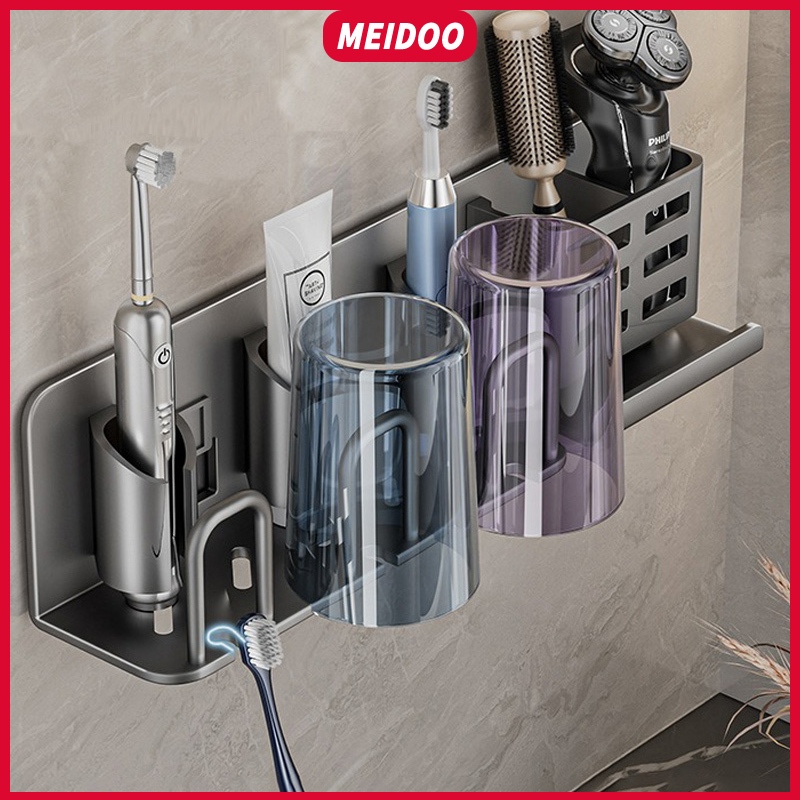Ảnh Meidoo Giá Đỡ Bàn Chải Đánh Răng Điện Bằng Nhôm Không Đục Lỗ Đa Năng Tiện Dụng 1