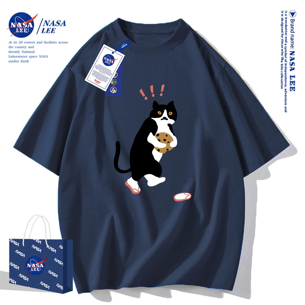 Nasa Áo Thun Khớp Ngắn Tay Nam Nữ Xu Hướng Hè 2024 Phong Cách Mới Rời Cặp Đôi Nửa Tay áo thun nam nữ