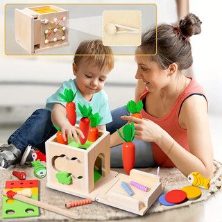 Đồ chơi trẻ em Montessori bằng gỗ 8 trong 1 Hình dạng cà rốt Phù hợp với kích thước Nhận thức Hình dạng gỗ Đồ chơi phân loại giáo dục sớm cho trẻ em Đồ chơi cảm giác cho trẻ em Bé trai Bé gái Màu sắc ngẫu nhiên