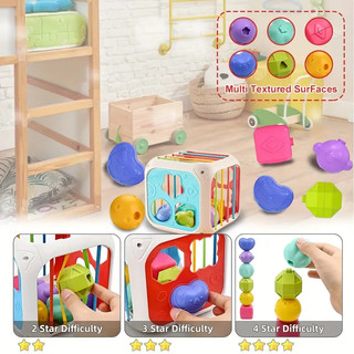 Đồ chơi Montessori giác quan cho bé 7 trong 1 Khối hình dạng đầy màu sắc Phân loại Trẻ mới biết đi Học tập phát triển Đồ chơi mầm non Quà tặng sinh nhật Đồ chơi trẻ em 6-8 tháng Màu sắc ngẫu nhiên
