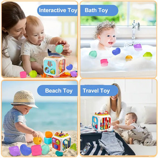 Đồ chơi Montessori giác quan cho bé 7 trong 1 Khối hình dạng đầy màu sắc Phân loại Trẻ mới biết đi Học tập phát triển Đồ chơi mầm non Quà tặng sinh nhật Đồ chơi trẻ em 6-8 tháng Màu sắc ngẫu nhiên