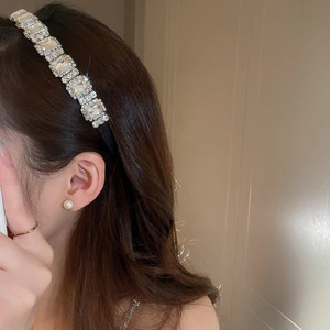 Hàn Quốc ins Kim Cương Đính Đá Hình Học Lá Vuông Đầu Hợp Thời Trang Đi Chơi Tóc Băng Đô Khí Chất Mũ Phụ Kiện Tóc Sang Trọng