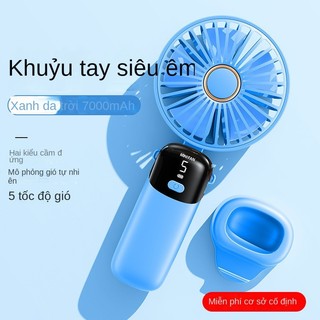 Quạt cầm tay tích điện mini siêu mát để bàn kiêm giá đỡ điện thoại, 5 cấp độ gió, pin trâu, màn hình LED hiển thị % pin Mini Rechargeable Handheld Fan【Chiosala12】