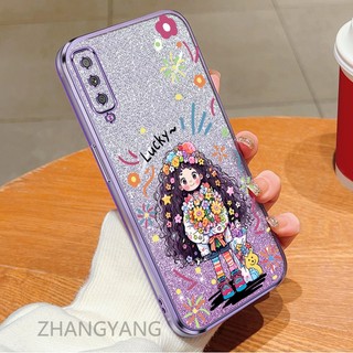 Ốp lưng Samsung A7 2018 A50 A70 A30S A50S A750 Ốp điện thoại silicon LUCKY Girl dễ thương đi kèm phim Flash Vỏ mềm chống rơi Ống kính bảo hiểm toàn diện
