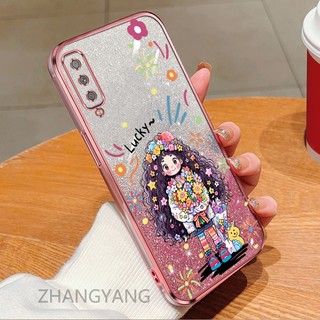 Ốp lưng Samsung A7 2018 A50 A70 A30S A50S A750 Ốp điện thoại silicon LUCKY Girl dễ thương đi kèm phim Flash Vỏ mềm chống rơi Ống kính bảo hiểm toàn diện