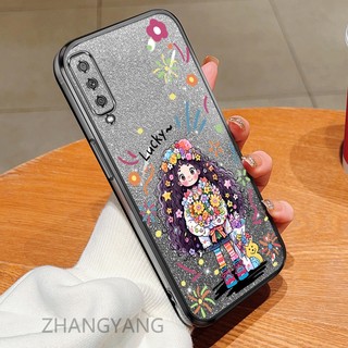 Ốp lưng Samsung A7 2018 A50 A70 A30S A50S A750 Ốp điện thoại silicon LUCKY Girl dễ thương đi kèm phim Flash Vỏ mềm chống rơi Ống kính bảo hiểm toàn diện