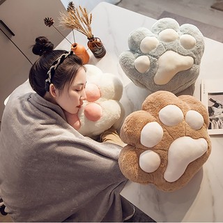 Gối bông chân mèo lông dài cao cấp, gối búp bê, chăn điều hòa di động Cái gối Gối Cat paw cotton pillow【Chiosala12】
