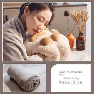 Gối bông chân mèo lông dài cao cấp, gối búp bê, chăn điều hòa di động Cái gối Gối Cat paw cotton pillow【Chiosala12】