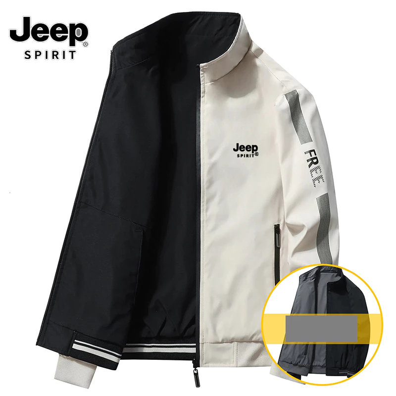JEEP SPIRIT 1941 ESTD Áo khoác hai mặt nam xuân thu Áo khoác cổ đứng Áo khoác công sở thông thường Áo khoác nam nhẹ Áo khoác chống gió