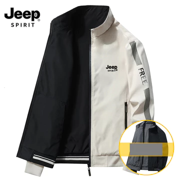 JEEP SPIRIT 1941 ESTD Áo khoác hai mặt nam xuân thu Áo khoác cổ đứng Áo khoác công sở thông thường Áo khoác nam nhẹ Áo khoác chống gió