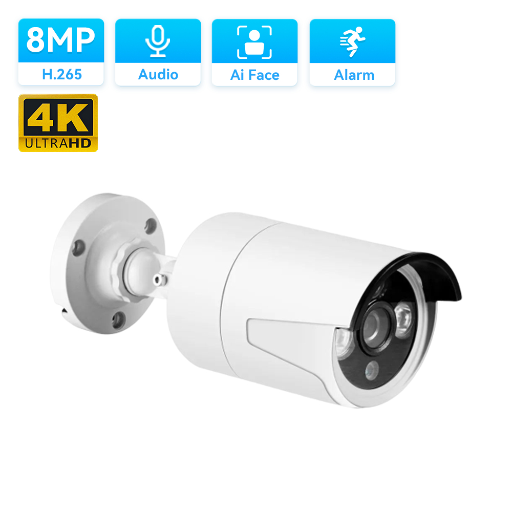Hamrol 8MP 4K Face Detection Audio 48V POE IP Camera H.265 5MP 4MP AI ...