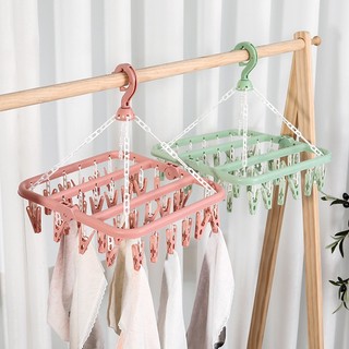 Móc chùm nhựa vuông 32 kẹp phơi tất đồ lót đồ sơ sinh gấp gọn đa năng Square plastic hanger【Chiosala12】