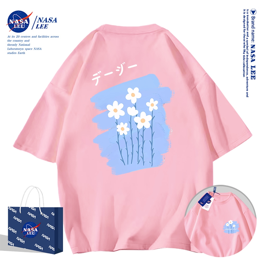 Nasa Đồng Thương Hiệu Klein Xanh Áo Thun Ngắn Tay Nam Nữ Xu Hướng Mùa Hè 2023 Phong Cách Mới Rời Cặp Đôi Nửa-