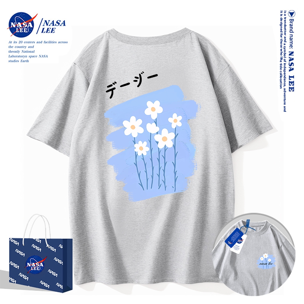 Nasa Đồng Thương Hiệu Klein Xanh Áo Thun Ngắn Tay Nam Nữ Xu Hướng Mùa Hè 2023 Phong Cách Mới Rời Cặp Đôi Nửa-