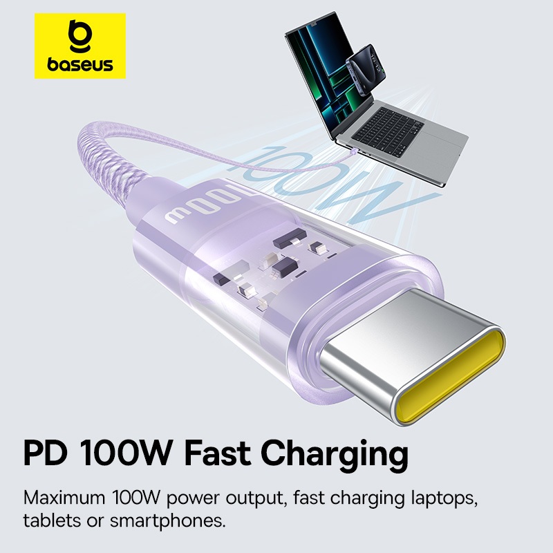 Ảnh Cáp sạc Baseus Gem USB-C sang USB-C PD 100W Cáp dữ liệu sạc nhanh Thiết kế trong suốt 4