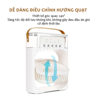 Quạt điều hòa hơi nước để bàn với 5 máy phun sương tích hợp Máy thổi/làm mát/tạo ẩm ba trong một
