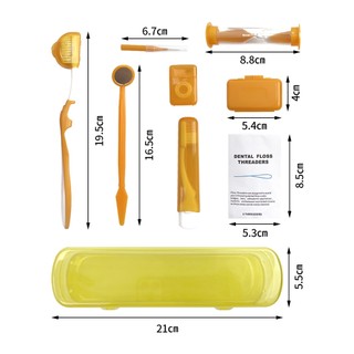 Bộ 8 món portablecare kit chăm sóc răng miệng du lịch: bàn chải kẽ, sáp nha khoa, chỉ nha khoa