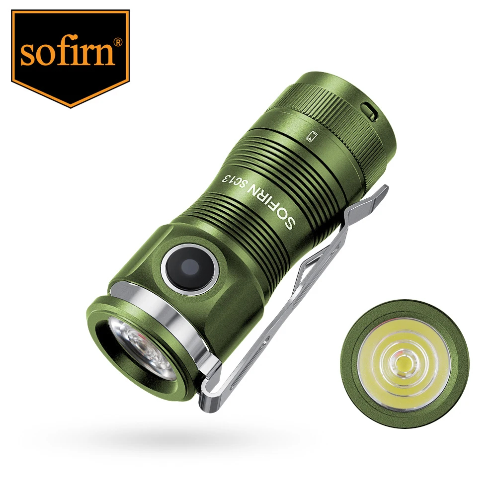 Sofirn Green SC13 Sạc USB C 1300 lumens Đèn Pin LED Nhẹ Nhỏ Gọn EDC Để Mang Hàng Ngày Mini Bỏ Túi Đèn Cắm Trại Ngoài Trời