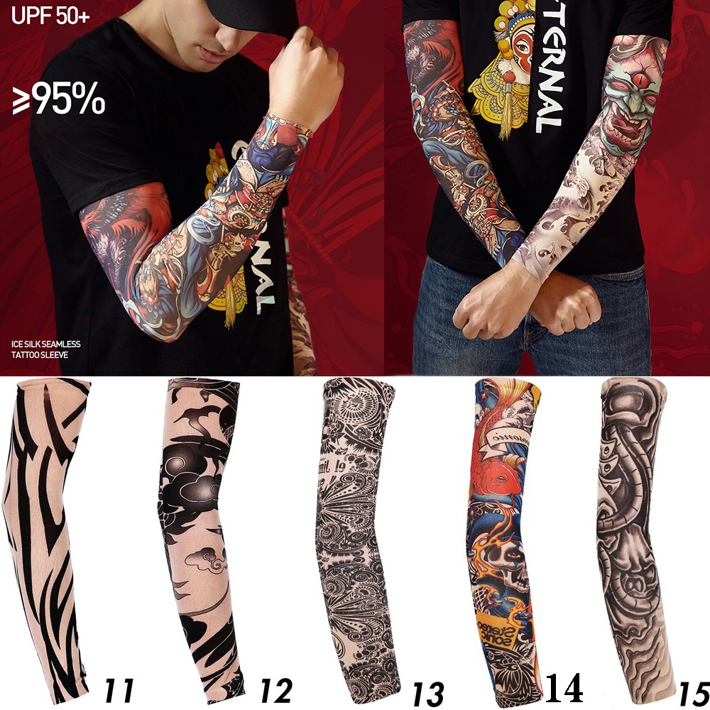 Đôi Găng Tay Chống Tia UV / Bụi Bẩn Bằng Lụa Lạnh Hình Xăm Dành Cho Nam Nữ