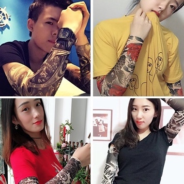 Đôi Găng Tay Chống Tia UV / Bụi Bẩn Bằng Lụa Lạnh Hình Xăm Dành Cho Nam Nữ