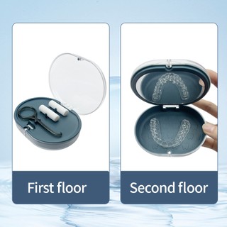 2 Lớp Giữ Hộp Chỉnh Nha Nẹp Hộp Bảo Quản Có Gương Aligner Tẩy Nhai Răng Giả Vệ Sinh Răng Miệng Dụng Cụ Vệ Sinh Răng Miệng
