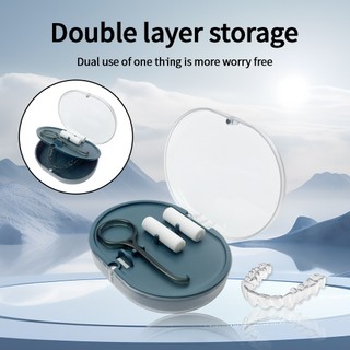 2 Lớp Giữ Hộp Chỉnh Nha Nẹp Hộp Bảo Quản Có Gương Aligner Tẩy Nhai Răng Giả Vệ Sinh Răng Miệng Dụng Cụ Vệ Sinh Răng Miệng