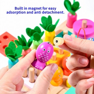 Đồ chơi xếp hình ghép nối khối nhận thức cho trẻ em, dụng cụ hỗ trợ giảng Montessori, bộ hình dạng hình học bằng gỗ, cột bốn trong một, cột trí tuệ, bé trai và bé gái, đồ chơi vui nhộn bằng gỗ