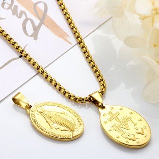 Thép không gỉ Vàng Trinh Nữ Maria Huy Chương Quyến Rũ Mặt Dây Chuyền DIY Trang Sức Vòng Cổ Làm Phụ Kiện