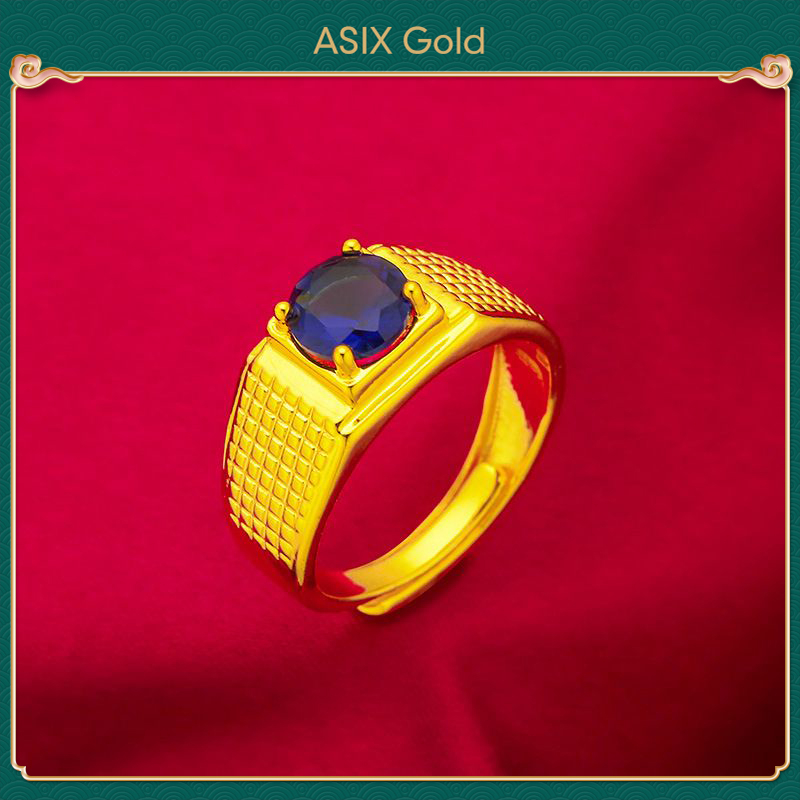 Nhẫn 24K Mạ Vàng Hàn Quốc Vàng 916 Bangkok Vàng 18K Saudi Vàng Sapphire Nhẫn Nam ASIXGOLD