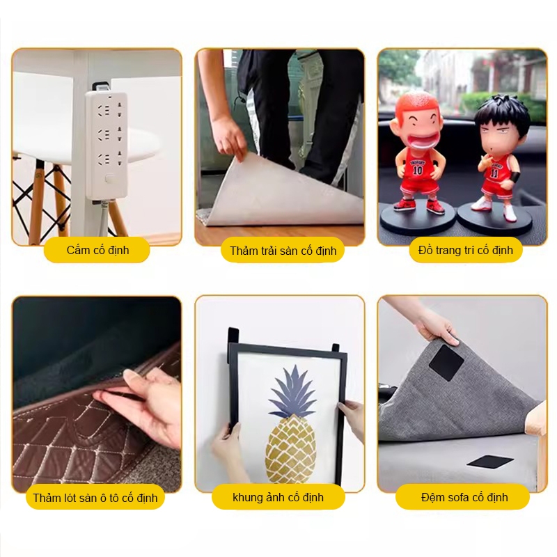 Seametal Thảm Lót Chân Ô Tô Cố Định Dán Tự Dính Dây Thảm Cố Định Miếng Dán Chống Trơn Trượt Sàn Thảm Kẹp Giữ Tay Cầm