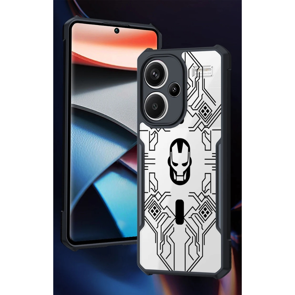 Ốp lưng trong suốt chống sốc phong cách Mecha sang trọng Xiaomi Redmi A5 A3 2024 4G K50i K40S K70E K70 K80 K60 Pro K50 Ultra K40 Gaming Turbo 4 Pro 5G Iron Man Vỏ TPU