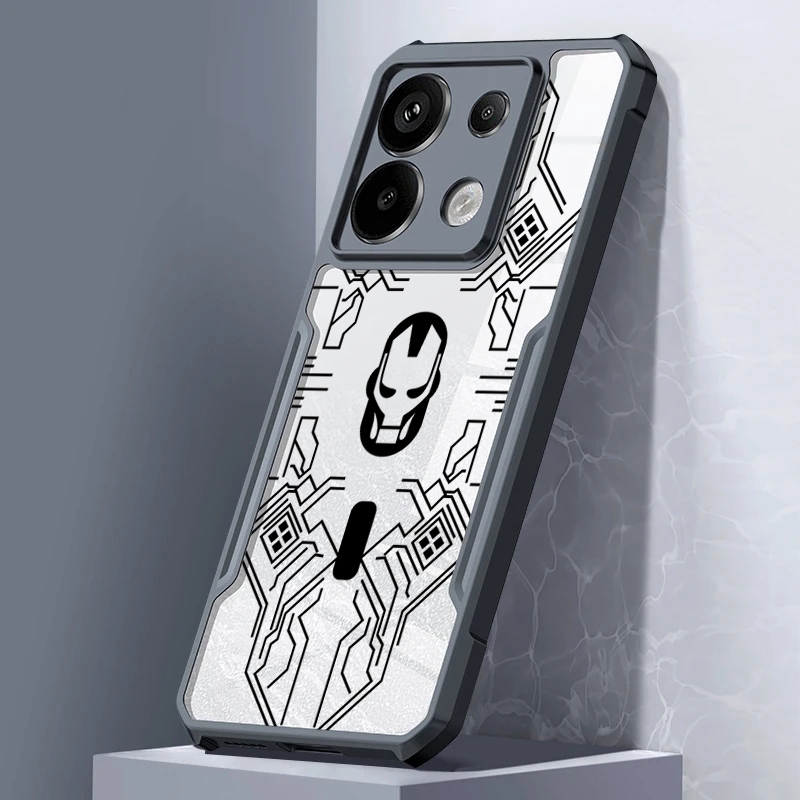 Ốp lưng trong suốt chống sốc phong cách Mecha sang trọng Xiaomi Redmi A5 A3 2024 4G K50i K40S K70E K70 K80 K60 Pro K50 Ultra K40 Gaming Turbo 4 Pro 5G Iron Man Vỏ TPU