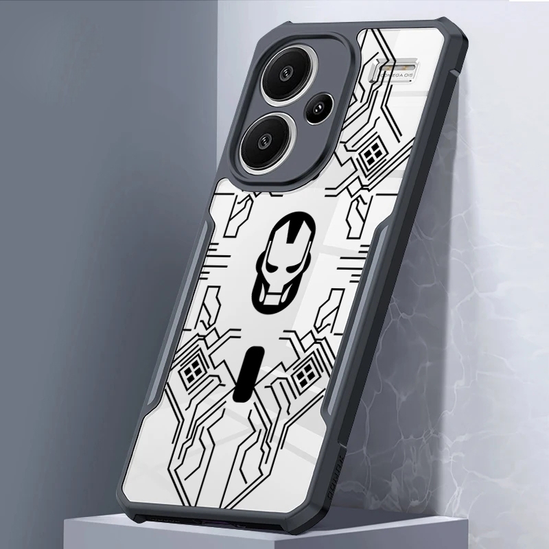 Ốp lưng trong suốt chống sốc phong cách Mecha sang trọng Xiaomi Redmi A5 A3 2024 4G K50i K40S K70E K70 K80 K60 Pro K50 Ultra K40 Gaming Turbo 4 Pro 5G Iron Man Vỏ TPU