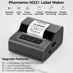 Phomemo M221 Máy in nhãn di động Hỗ trợ in nhãn dán mã vạch nhiệt Bluetooth rộng 20-80mm Tương thích với PC và điện thoại, tuyệt vời cho doanh nghiệp / gia đình sử dụng Máy in nhãn di động , máy in nhiệt cầm tay nhỏ gọn, in mã vạch và mã QR — ảnh 2