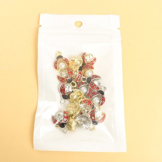 10 Chiếc Tinh Tế Mini Đỏ Bọ Rùa Men Quyến Rũ Với Kim Cương Giả Sáng Bóng & Ngọc Trai Kẻ Sọc Dễ Thương 3D Cánh Cứng Thiết Kế Thả Dầu Hợp Kim Mặt Dây Chuyền Cho DIY Vòng Cổ Vòng Tay Bông Tai Vòng Chân Pin